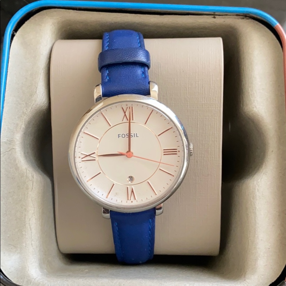 Blue Leather Fossil Watch